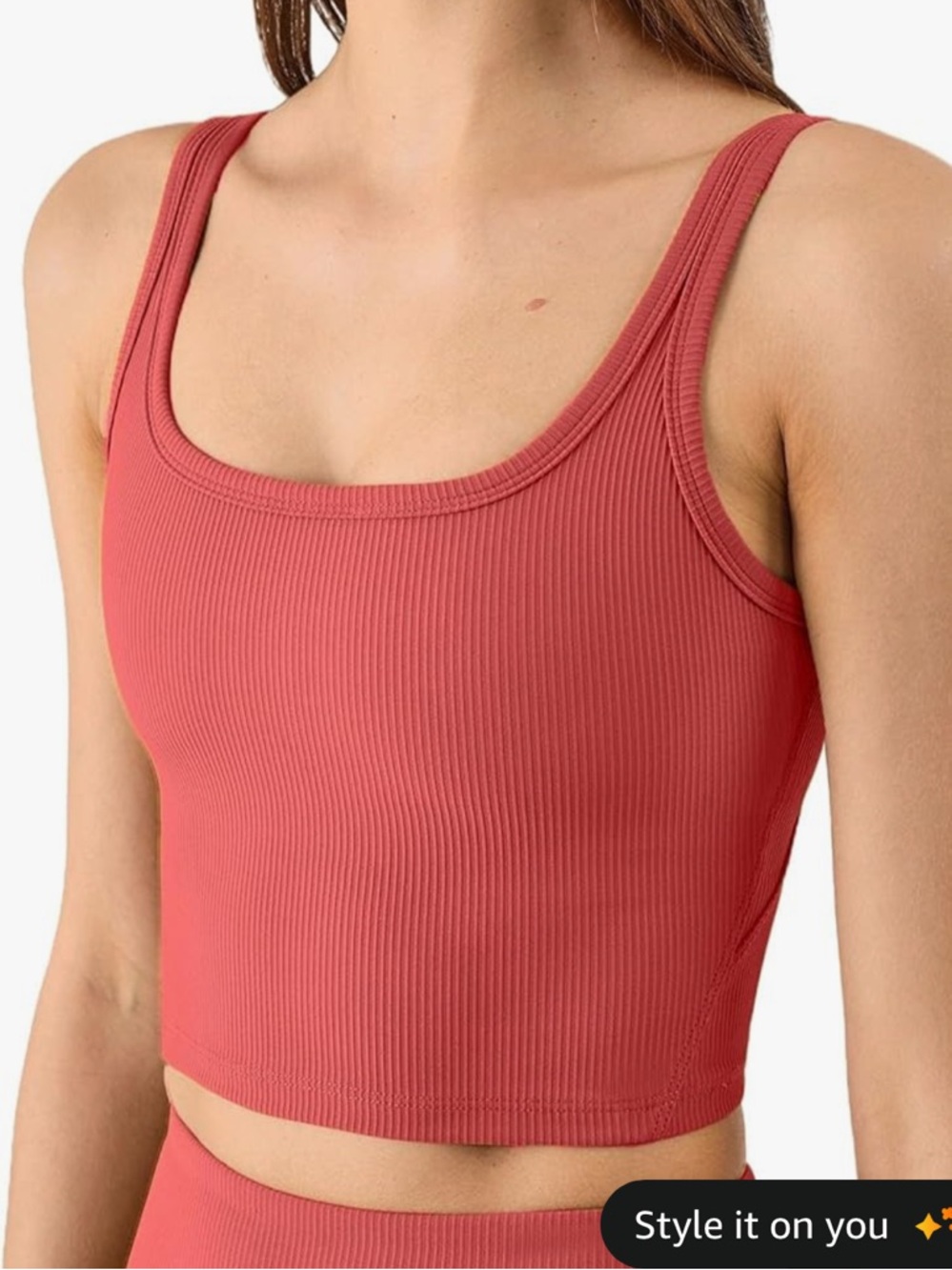 Red Ribbed Crop Tank Top - Picture 5 of 5